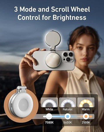 Magnetic Clip-On Selfie Ring Light (Rechargeable Portable Phone Light)